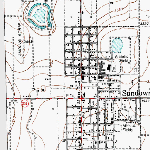 Topographic Map of Sundown Volunteer Fire Department and Emergency Medical Service, TX