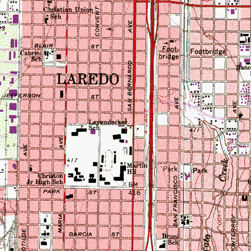 Topographic Map of Laredo Fire Department Ambulance Service, TX