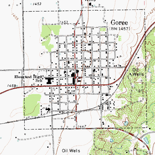 Topographic Map of Goree Volunteer Fire Department, TX