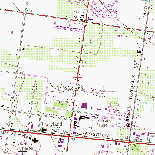 Topographic Map of Mission Fire Department Station 3, TX