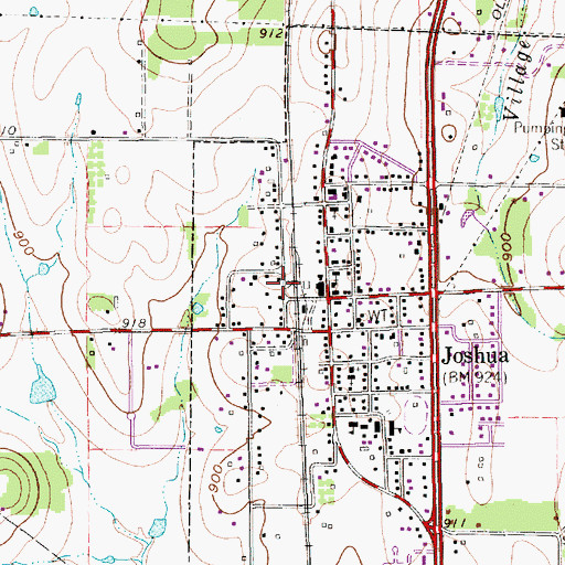 Topographic Map of Joshua Fire Department, TX