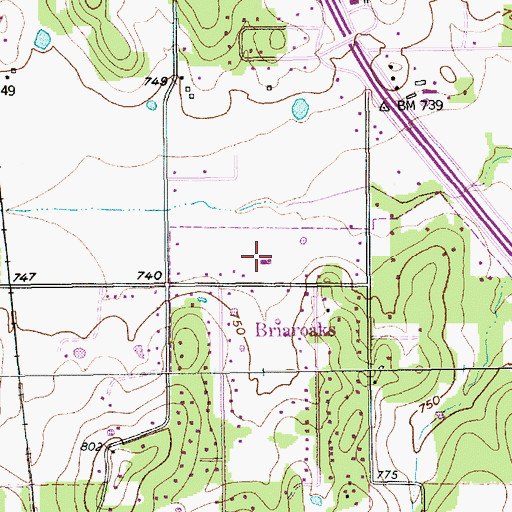 Topographic Map of Briaroaks Volunteer Fire Station, TX