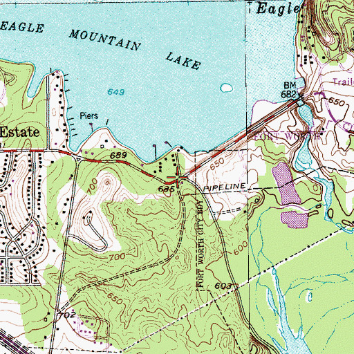 Topographic Map of Spillway Volunteer Fire Department, TX