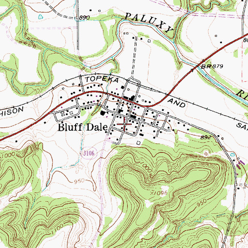 Topographic Map of Bluff Dale Volunteer Fire Department, TX