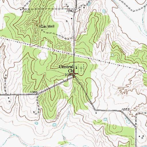 Topographic Map of Central Community Volunteer Fire Department Station 1, TX