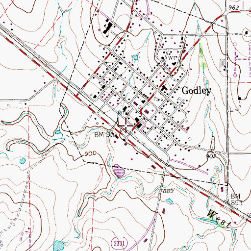 Topographic Map of Godley Fire Department, TX