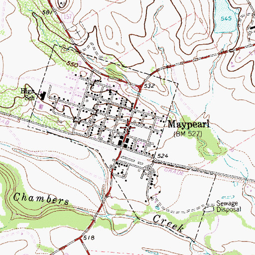 Topographic Map of Maypearl Volunteer Fire Department, TX
