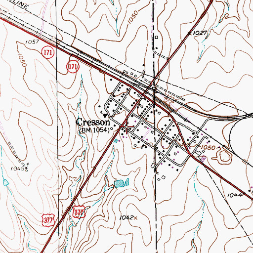 Topographic Map of Cresson Volunteer Fire Department, TX