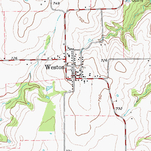 Topographic Map of Weston Volunteer Fire Department, TX