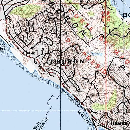 Topographic Map of Tiburon Peninsula, CA