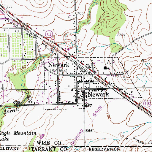 Topographic Map of Newark Volunteer Fire Department, TX