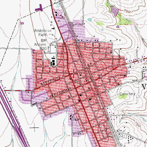 Topographic Map of Van Alstyne Fire Department, TX