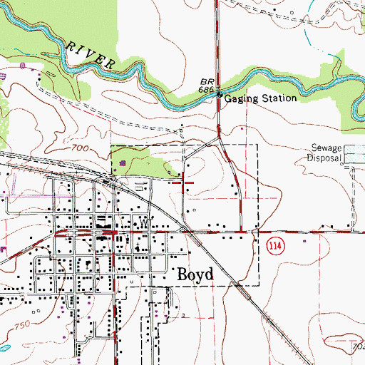 Topographic Map of Boyd Volunteer Fire Department, TX