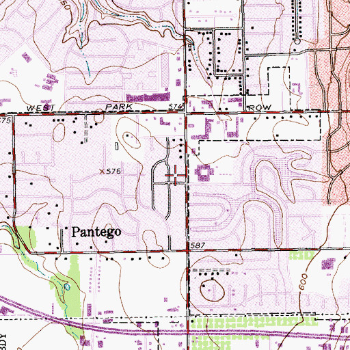 Topographic Map of Pantego Fire Department, TX