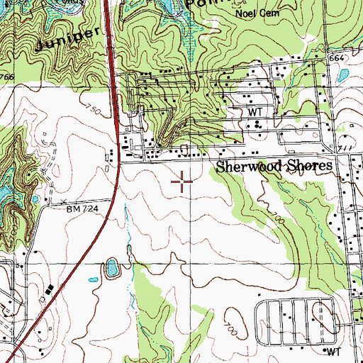 Topographic Map of Sherwood Shore Volunteer Fire Department, TX