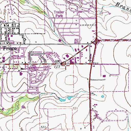 Topographic Map of Frisco Central Fire Department Station, TX