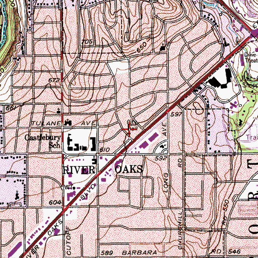 Topographic Map of River Oaks Volunteer Fire Department, TX