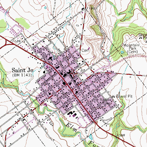 Topographic Map of Saint Jo Volunteer Fire Department and Emergency Medical Service, TX
