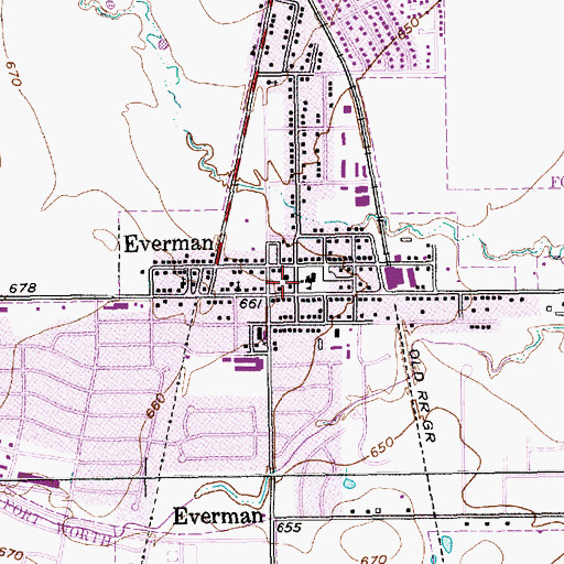 Topographic Map of Everman Fire Department, TX