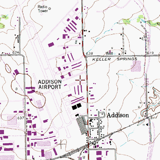 Topographic Map of Addison Fire Department Station 1, TX