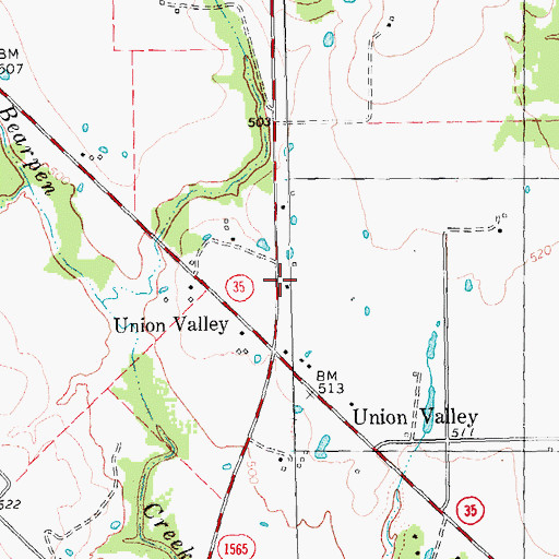 Topographic Map of Union Valley Volunteer Fire Department, TX