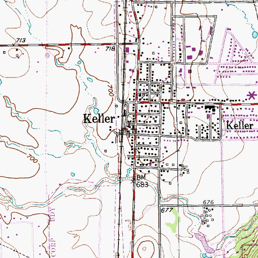 Topographic Map of Keller Fire and Rescue, TX