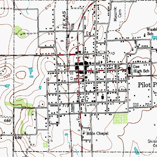 Topographic Map of Pilot Point Fire Department, TX