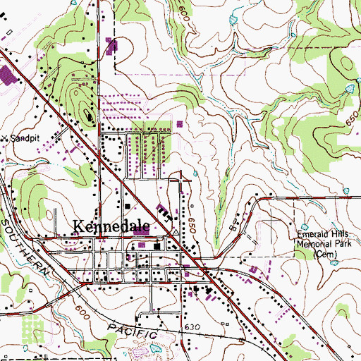 Topographic Map of Kennedale Fire Department, TX