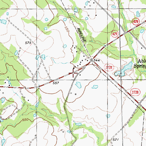 Topographic Map of Ables Springs Volunteer Fire Department, TX