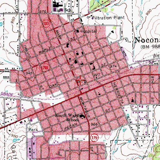 Topographic Map of Nocona Volunteer Fire Department, TX