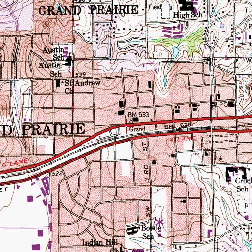 Topographic Map of Grand Prairie Fire Department Station 1, TX