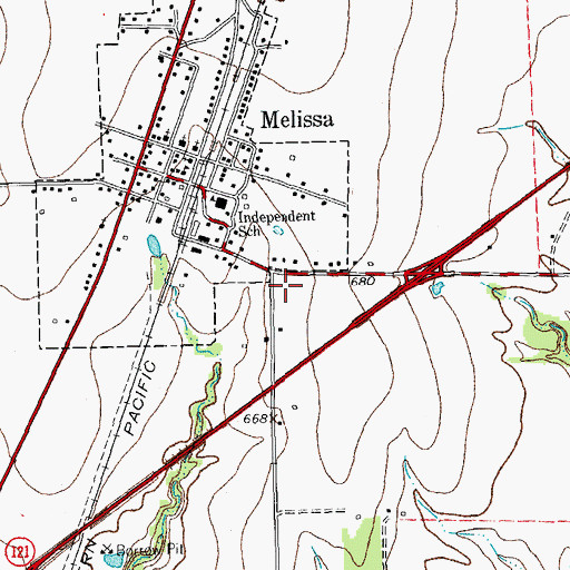 Topographic Map of Melissa Fire Department, TX