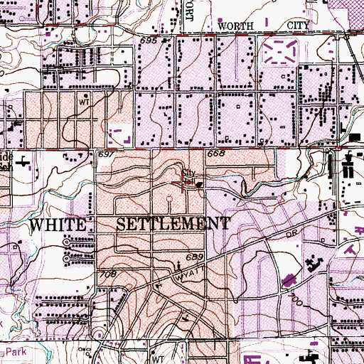 Topographic Map of White Settlement Fire Department, TX