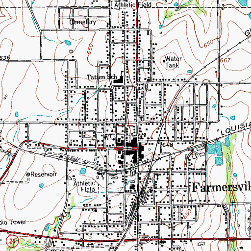 Topographic Map of Farmersville Volunteer Fire Department, TX