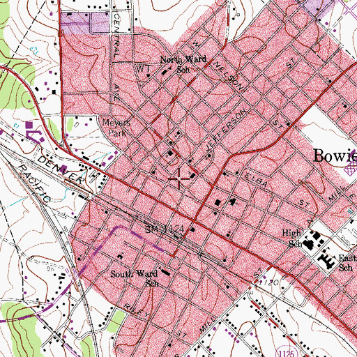 Topographic Map of Bowie Fire Department and Emergency Medical Service, TX
