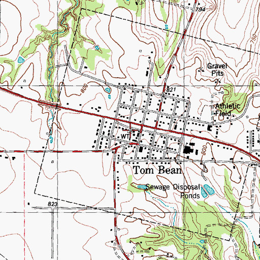 Topographic Map of Tom Bean Volunteer Fire Department, TX