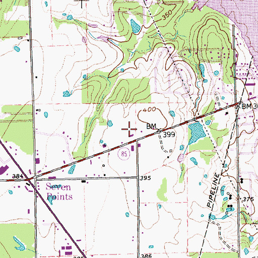 Topographic Map of Seven Points Volunteer Fire Department, TX