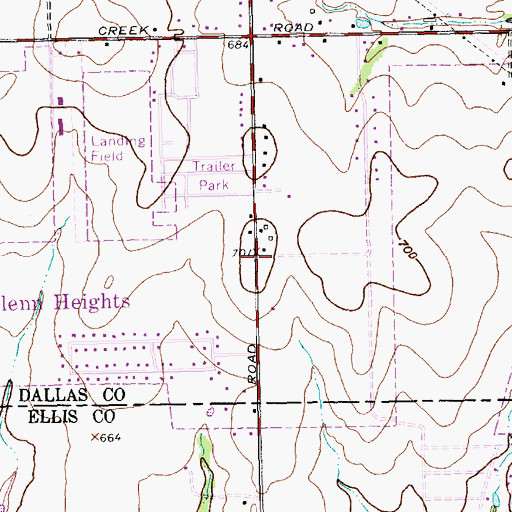 Topographic Map of Glenn Heights Fire Department, TX