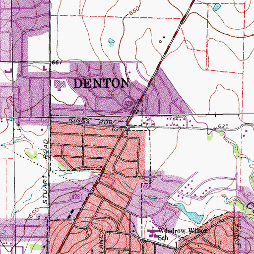 Topographic Map of Denton Fire Department Station 4, TX