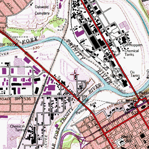 Topographic Map of Fort Worth Fire Department Training Center, TX
