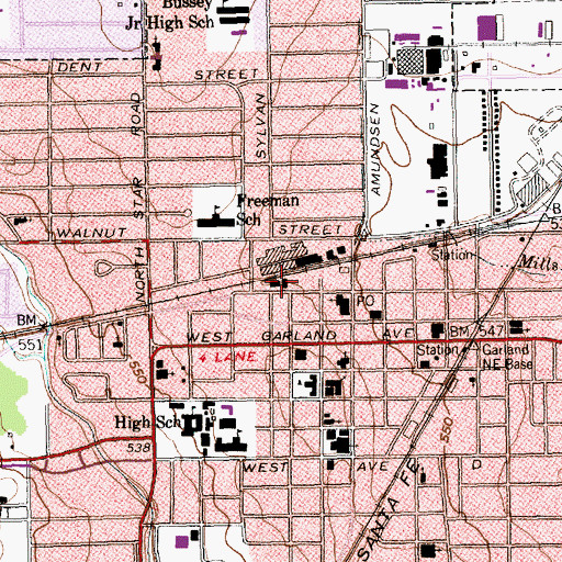 Topographic Map of Garland Fire Department Station 1, TX