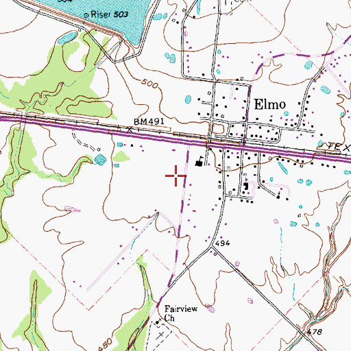 Topographic Map of Elmo Volunteer Fire Department, TX
