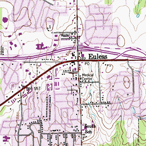 Topographic Map of Euless Fire Department Station 3, TX