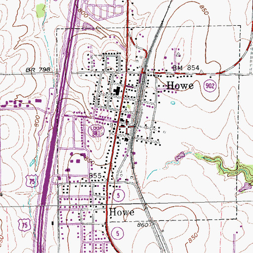 Topographic Map of Howe Fire Department Station 1, TX