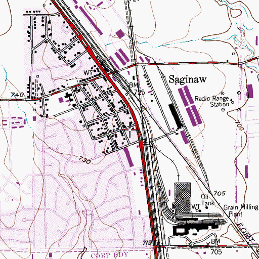 Topographic Map of Saginaw Fire Department Station 1, TX