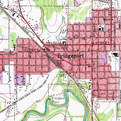 Topographic Map of Bridgeport Volunteer Fire Department, TX