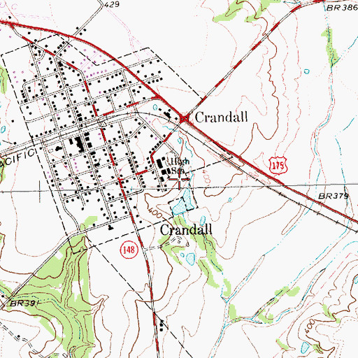 Topographic Map of Crandall Fire Department, TX
