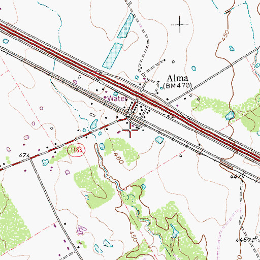 Topographic Map of Alma Volunteer Fire Department, TX