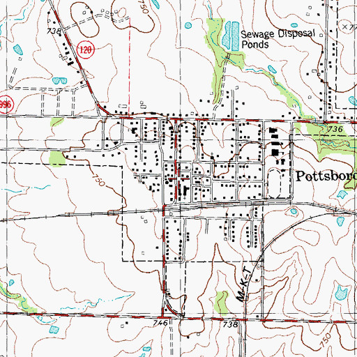 Topographic Map of Pottsboro Fire Department, TX
