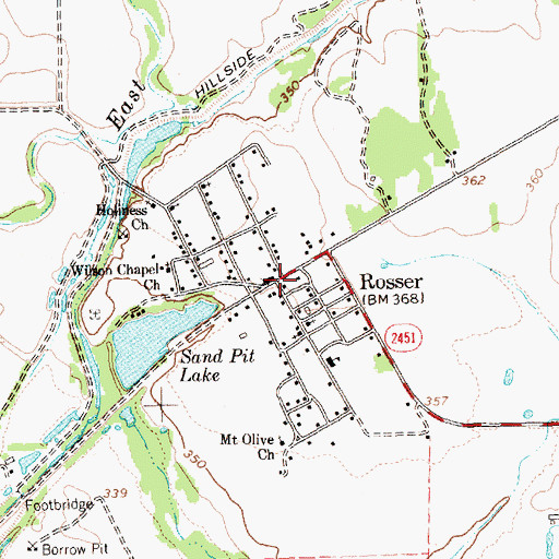 Topographic Map of Rosser Volunteer Fire Department, TX